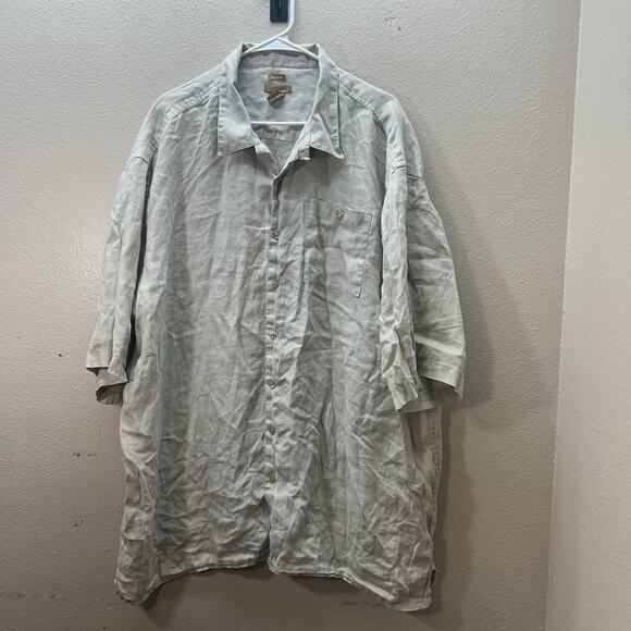 Bruno NY Mens 100% Linen Shirt Sz 4XLT Button Down Tan Minimalist Lightweight - Picture 1 of 4
